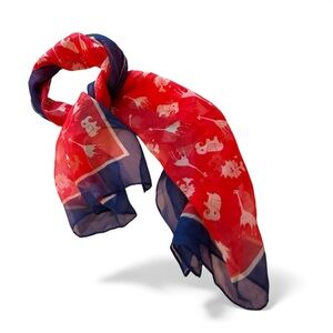 VTG 80s Japanese Hand-Rolled Chiffon Animal Print Scarf